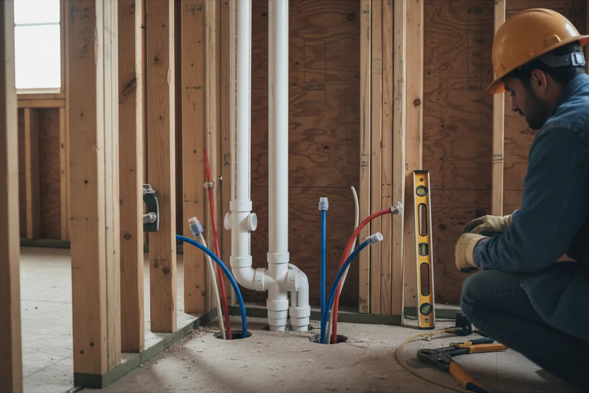 Drain and supply rough-in during Leak Detection in Billingsley